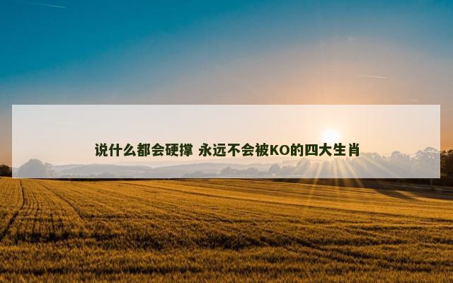 说什么都会硬撑 永远不会被KO的四大生肖