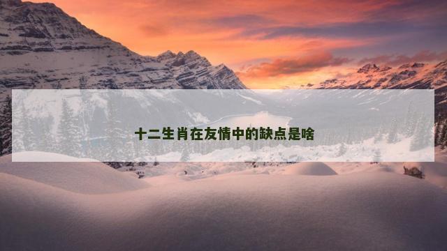 十二生肖在友情中的缺点是啥