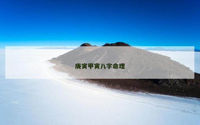 庚寅甲寅八字命理