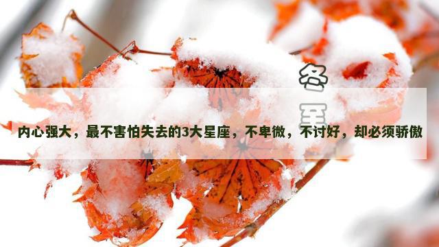 内心强大，最不害怕失去的3大星座，不卑微，不讨好，却必须骄傲