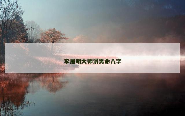 李居明大师讲男命八字