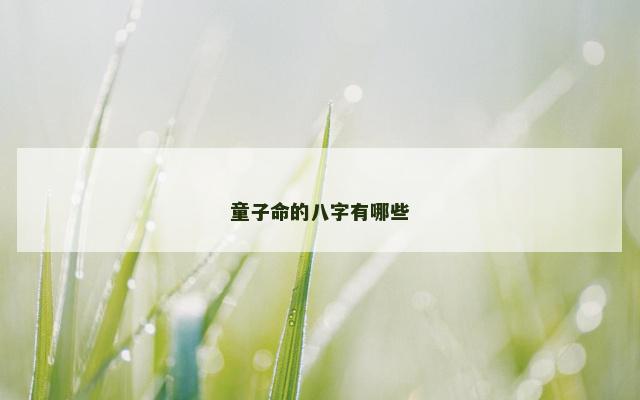 童子命的八字有哪些