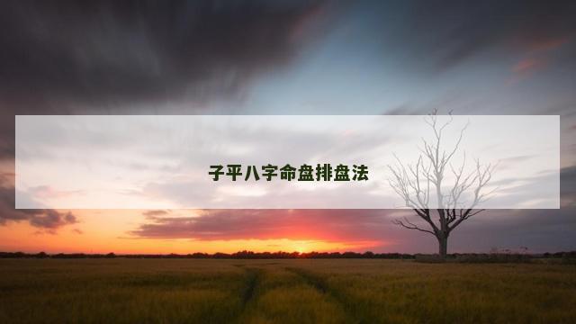 子平八字命盘排盘法
