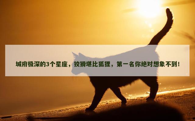 城府极深的3个星座，狡猾堪比狐狸，第一名你绝对想象不到！