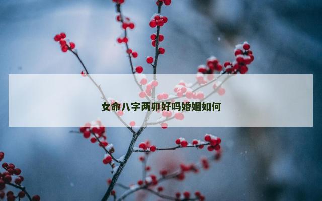女命八字两卯好吗婚姻如何