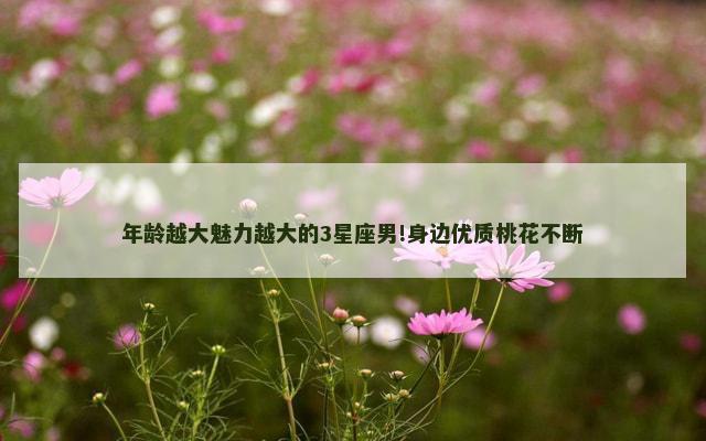 年龄越大魅力越大的3星座男!身边优质桃花不断