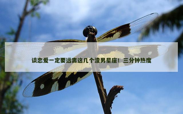 谈恋爱一定要远离这几个渣男星座！三分钟热度