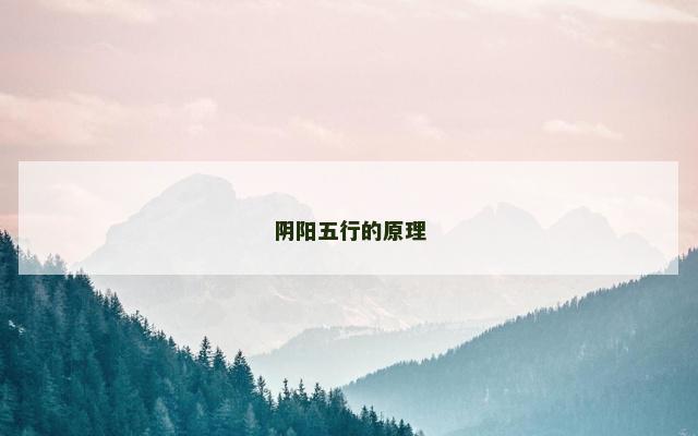 阴阳五行的原理