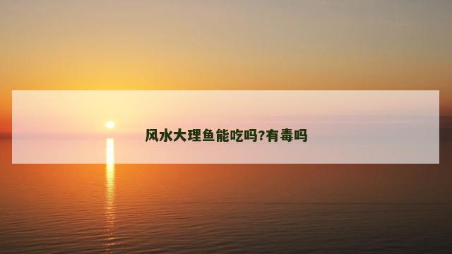 风水大理鱼能吃吗?有毒吗