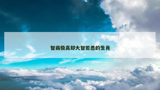 智商极高却大智若愚的生肖