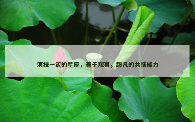 演技一流的星座，善于观察，超凡的共情能力
