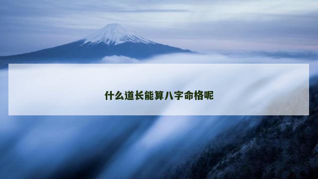 什么道长能算八字命格呢