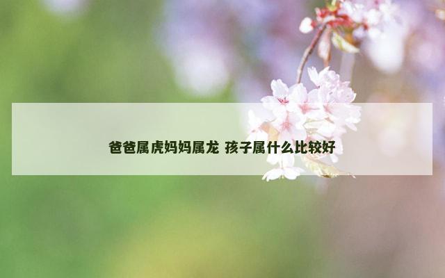 爸爸属虎妈妈属龙 孩子属什么比较好