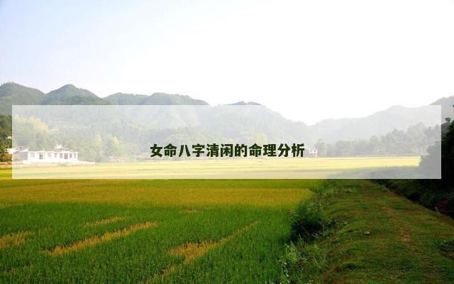 女命八字清闲的命理分析 女命八字清闲的命理分析