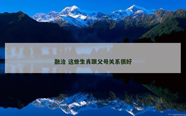 融洽 这些生肖跟父母关系很好