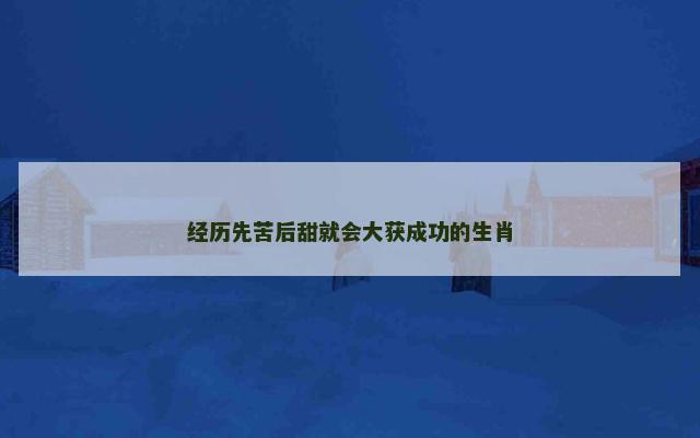 经历先苦后甜就会大获成功的生肖