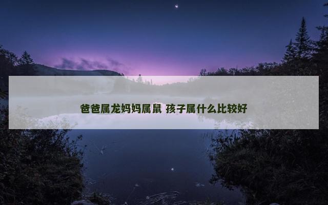爸爸属龙妈妈属鼠 孩子属什么比较好