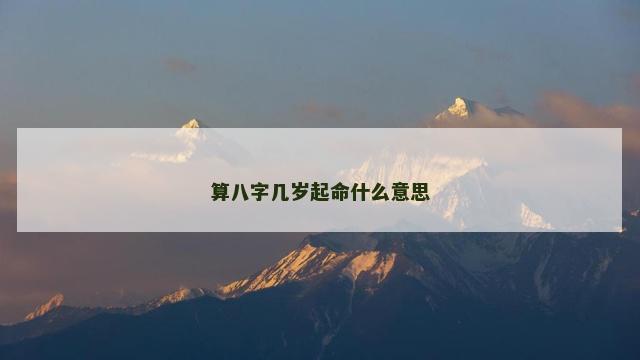 算八字几岁起命什么意思