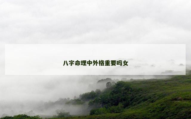八字命理中外格重要吗女