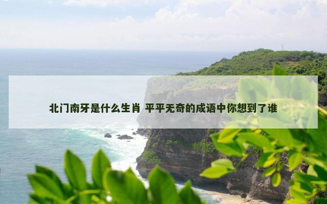 北门南牙是什么生肖 平平无奇的成语中你想到了谁 北门南牙是什么生肖 平平无奇的成语中你想到了谁