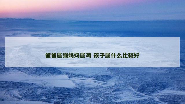 爸爸属猴妈妈属鸡 孩子属什么比较好